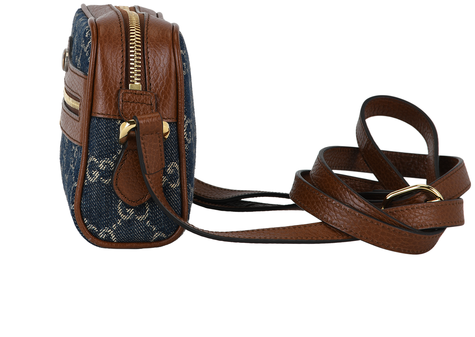 Ophidia Mini Bag, &pound;650, Handbags, Blue/Brown, Denim, Bottom view